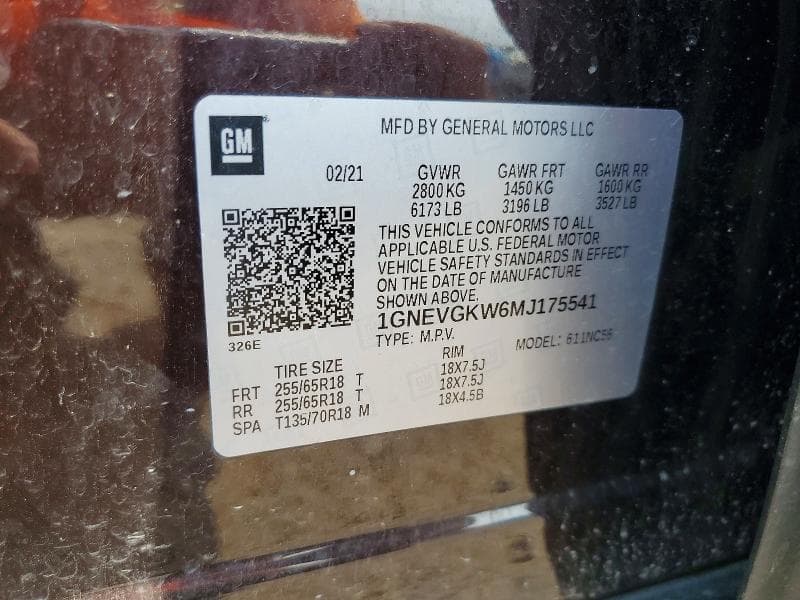 2021 CHEVROLET TRAVERSE LT 14