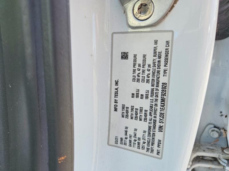 2021 TESLA MODEL 3 12