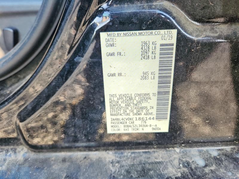 2019 NISSAN ALTIMA SR 13