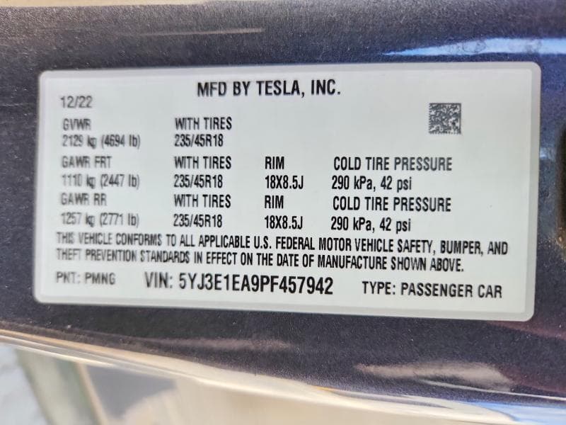 2023 TESLA MODEL 3 12