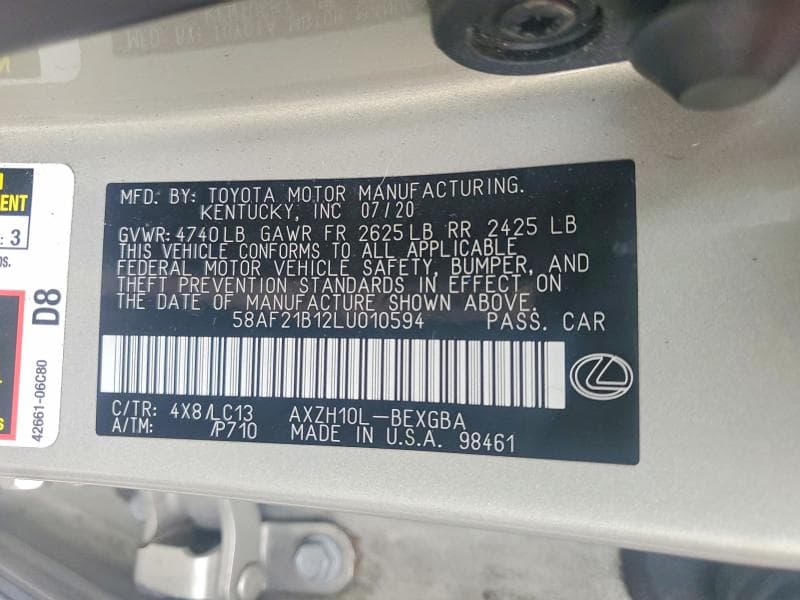 2020 LEXUS ES 300H ULTRA LUXURY 12