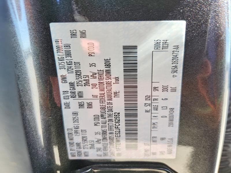 2018 FORD F150 SUPERCREW 12