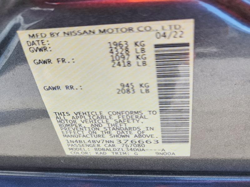 2022 NISSAN ALTIMA S 13