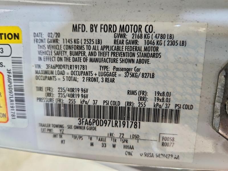 2020 FORD FUSION TITANIUM 12