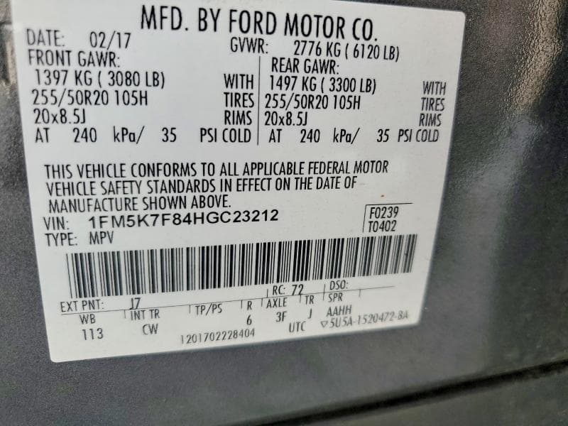 2017 FORD EXPLORER LIMITED 13