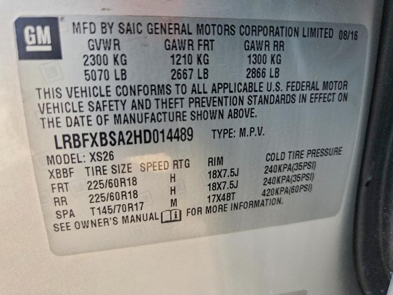 2017 BUICK ENVISION ESSENCE 13