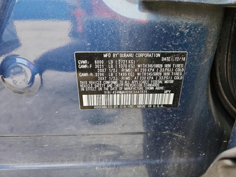 2019 SUBARU ASCENT PREMIUM 13