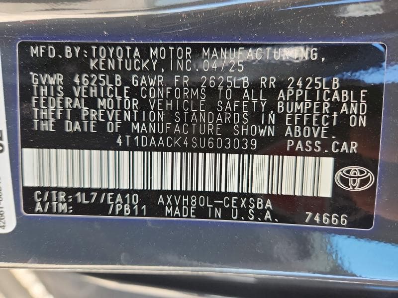 2025 TOYOTA CAMRY SE 12