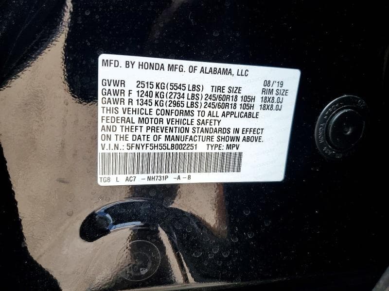 2020 HONDA PILOT EXL 14