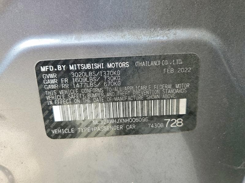 2022 MITSUBISHI MIRAGE SE 14
