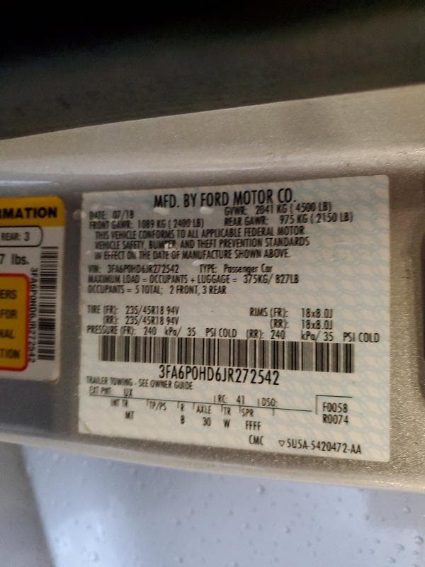 2018 FORD FUSION SE 12