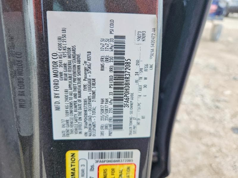 2017 FORD FUSION SE 12