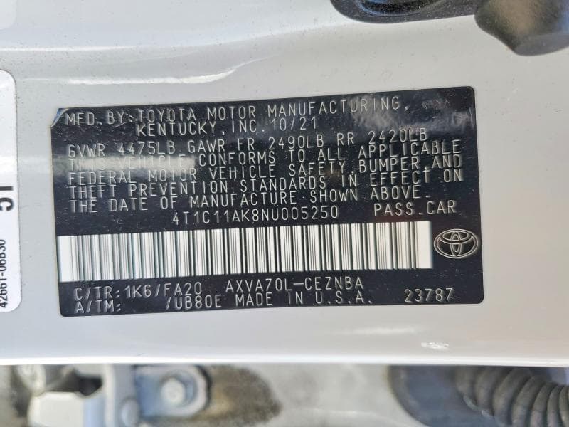 2022 TOYOTA CAMRY LE 13
