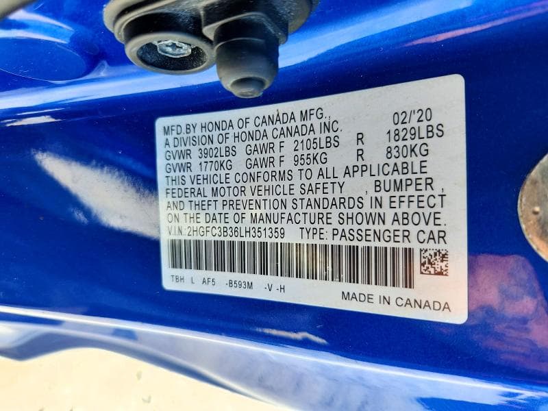 2020 HONDA CIVIC EX 13
