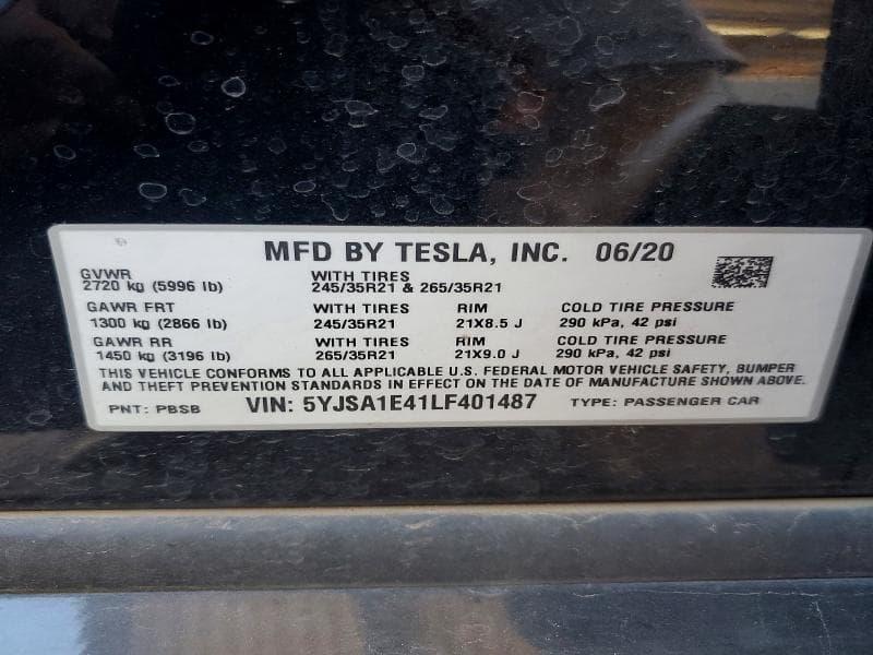 2020 TESLA MODEL S 13