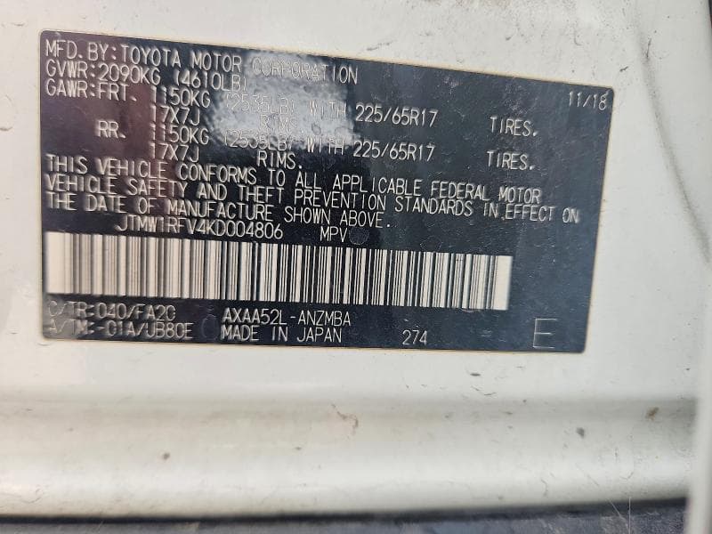 2019 TOYOTA RAV4 XLE 13