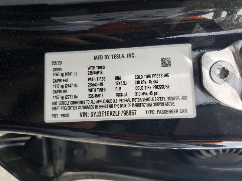 2020 TESLA MODEL 3 12