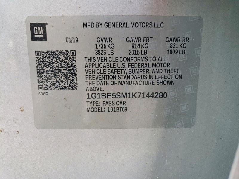 2019 CHEVROLET CRUZE LT 12