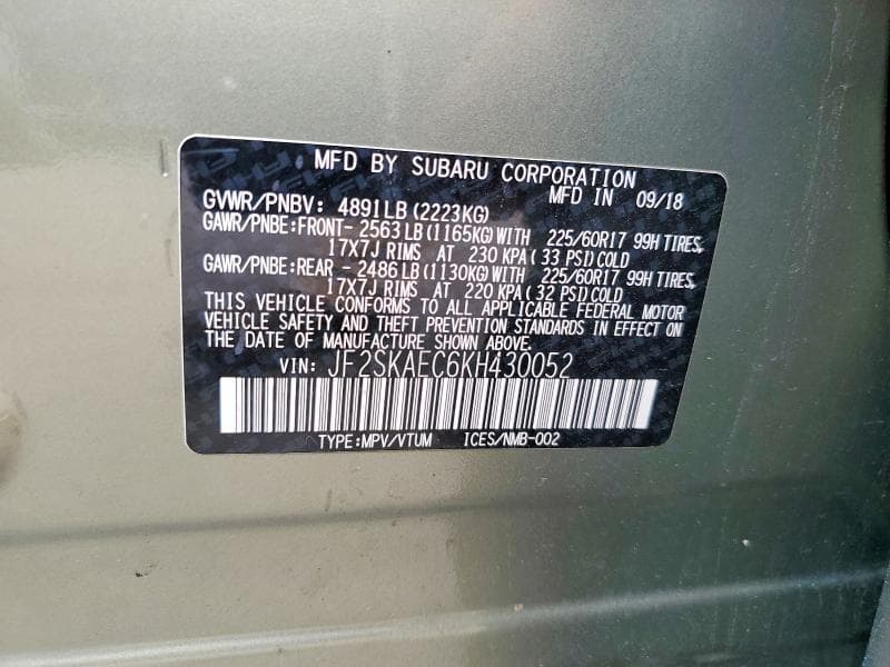 2019 SUBARU FORESTER PREMIUM 14