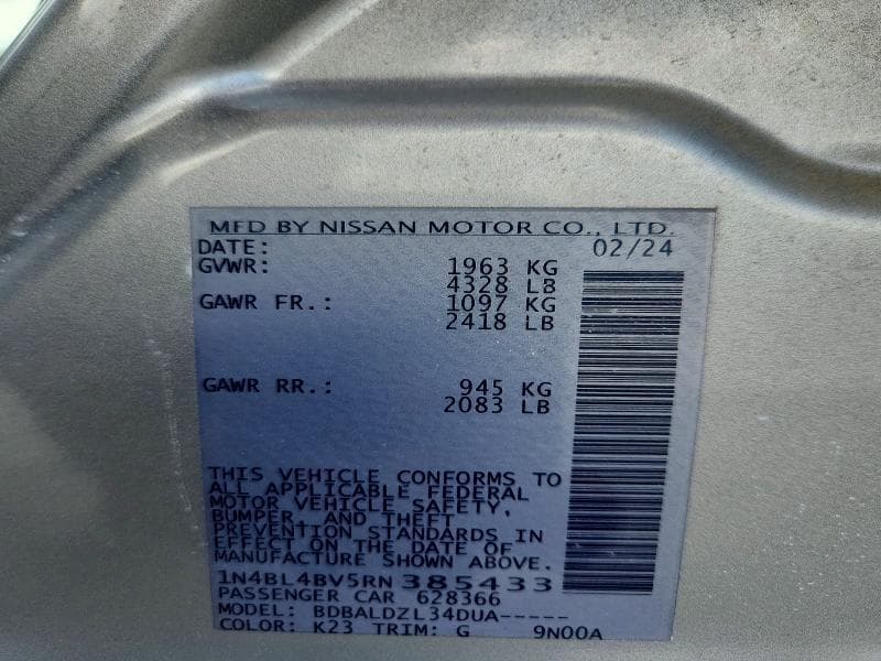 2024 NISSAN ALTIMA S 13