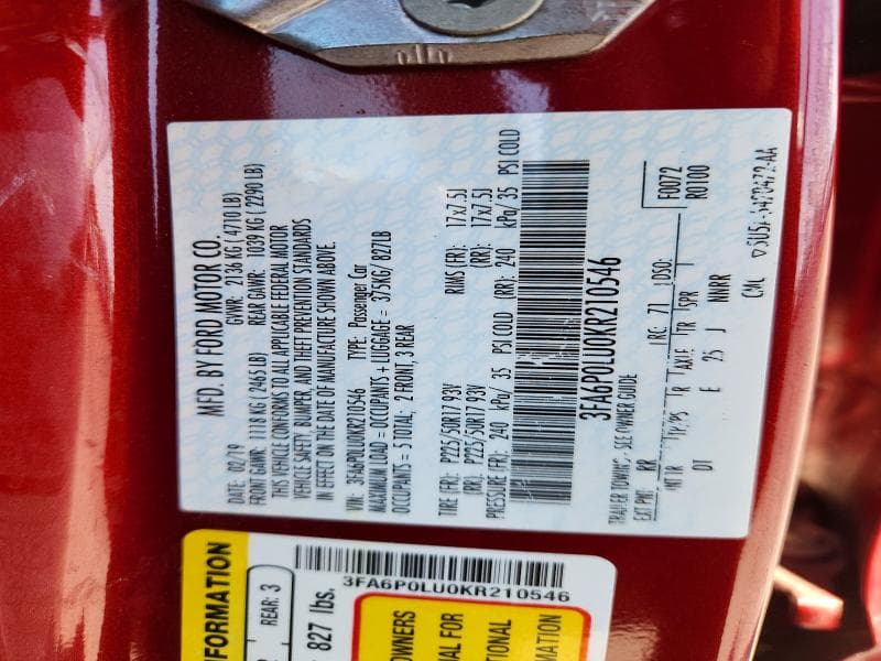 2019 FORD FUSION SE 13