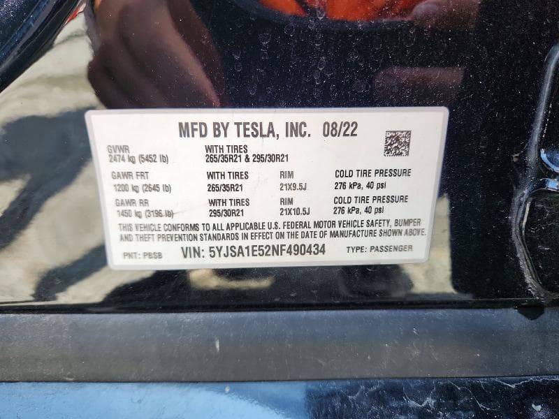 2022 TESLA MODEL S 12