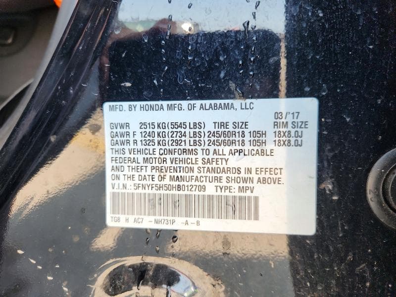 2017 HONDA PILOT EXL 14