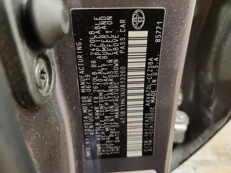 2019 TOYOTA CAMRY SE 12