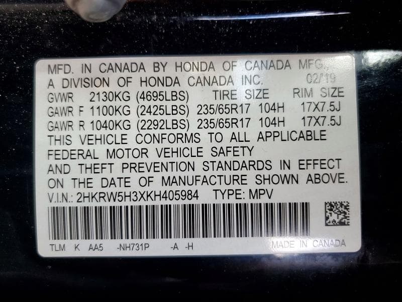 2019 HONDA CR-V LX 13