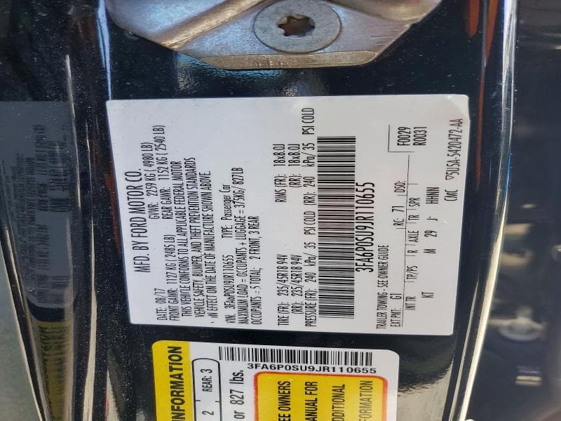 2018 FORD FUSION TITANIUM/PLATINUM PHEV 13