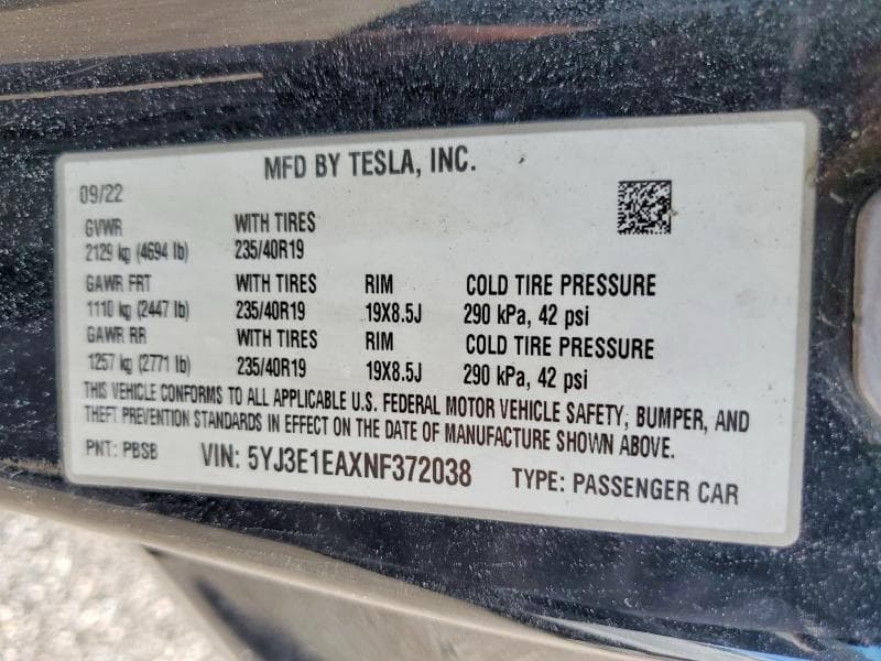 2022 TESLA MODEL 3 13