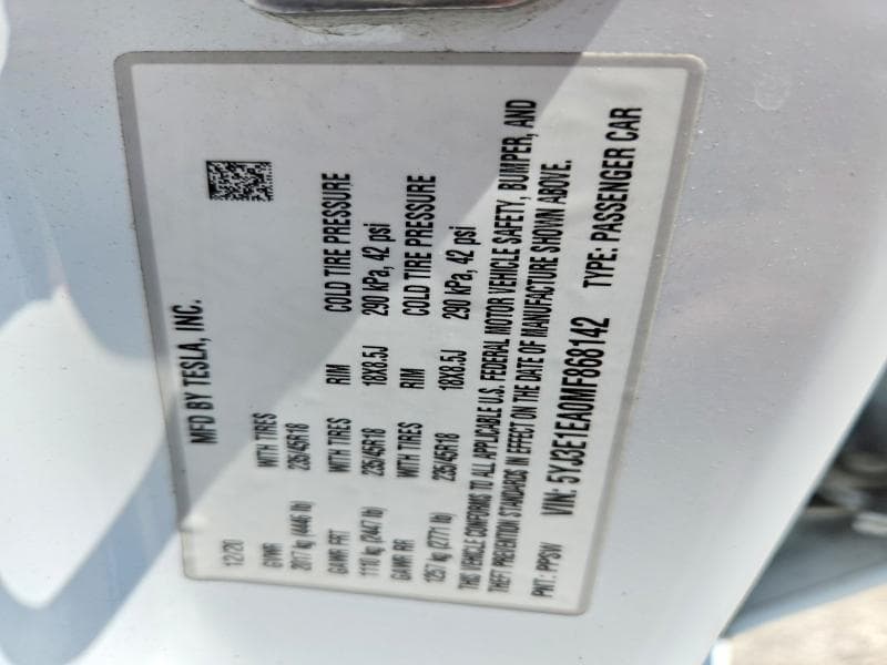2021 TESLA MODEL 3 12