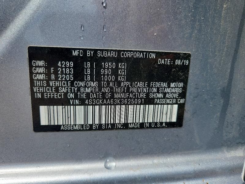 2019 SUBARU IMPREZA 12