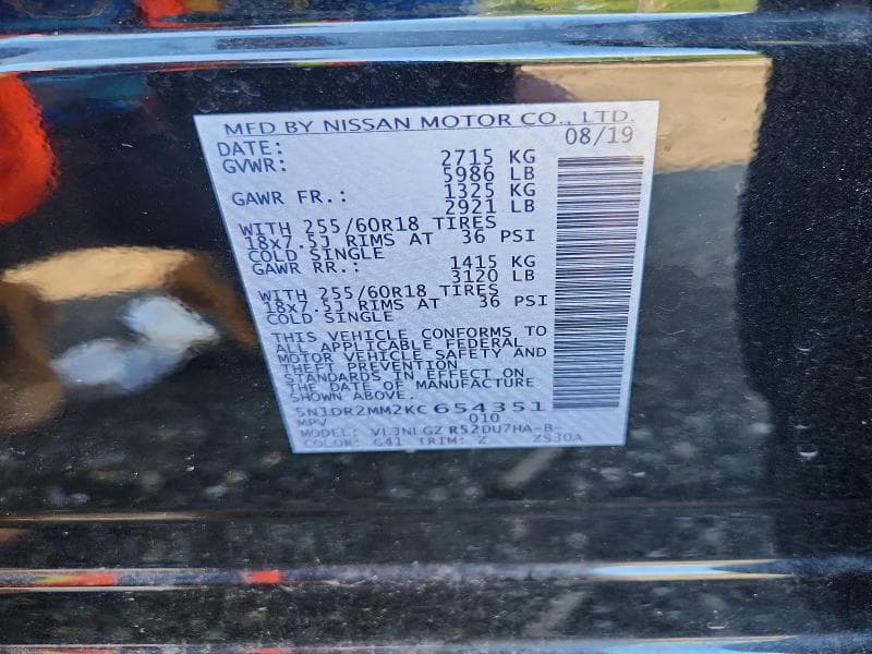 2019 NISSAN PATHFINDER SL 13