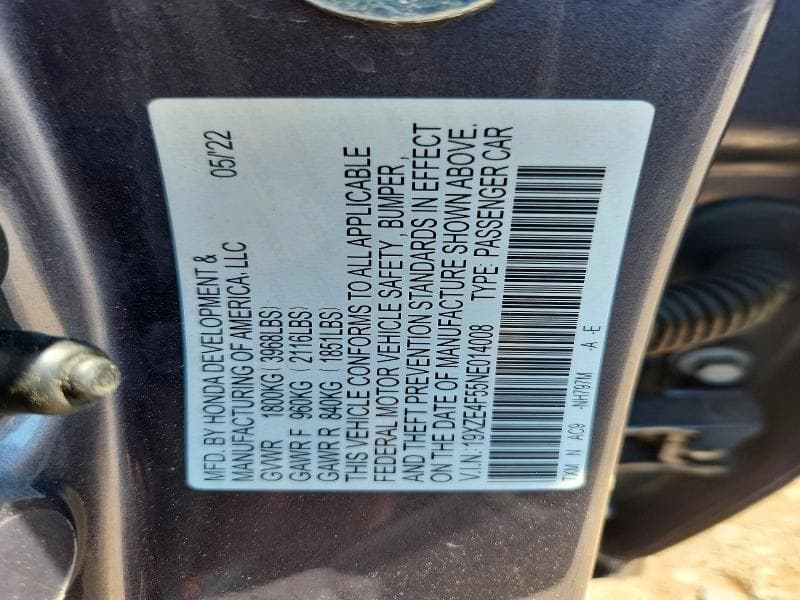 2022 HONDA INSIGHT EX 12
