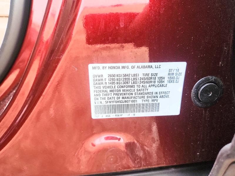 2018 HONDA PILOT EXL 12
