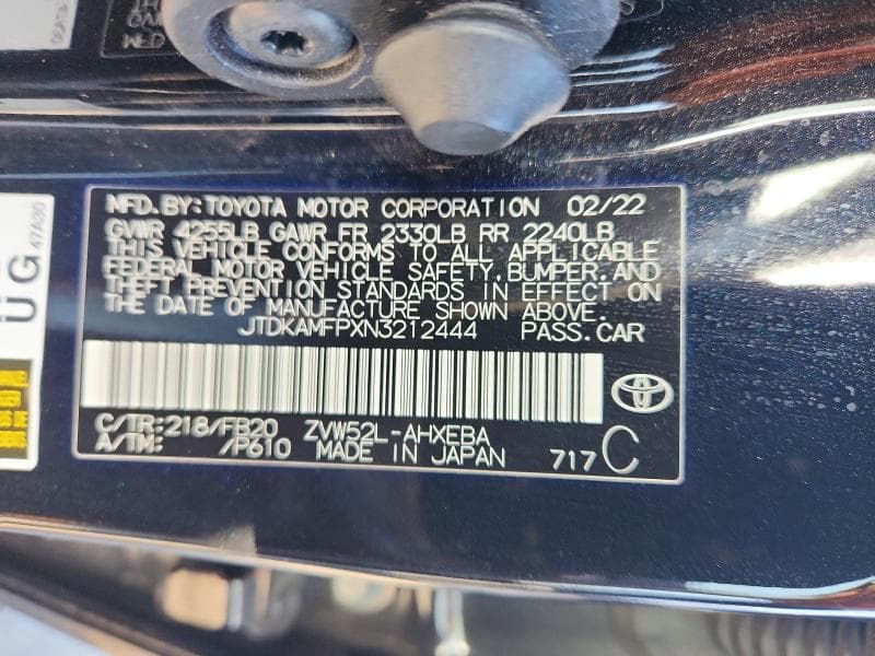 2022 TOYOTA PRIUS PRIME LE 12