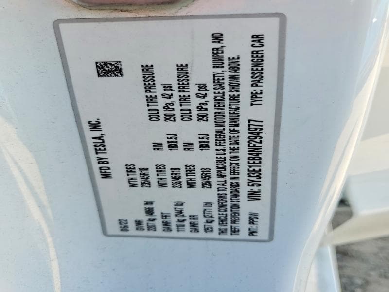 2022 TESLA MODEL 3 13