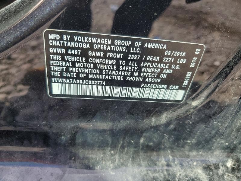 2018 VOLKSWAGEN PASSAT SE 12