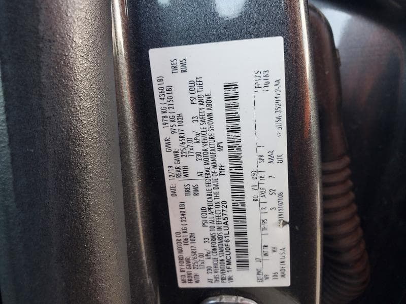 2020 FORD ESCAPE S 12