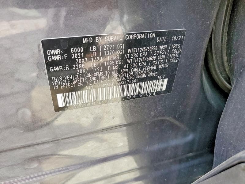 2021 SUBARU ASCENT LIMITED 13