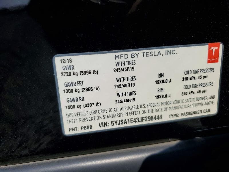 2018 TESLA MODEL S 12