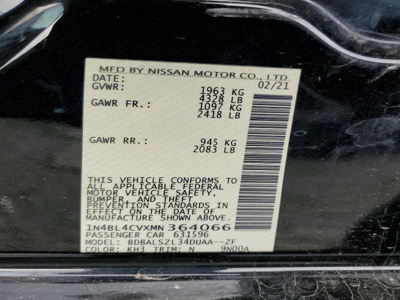 2021 NISSAN ALTIMA SR 12
