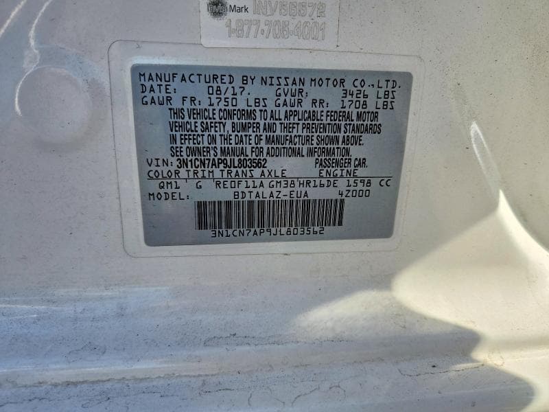 2018 NISSAN VERSA S PLUS 12