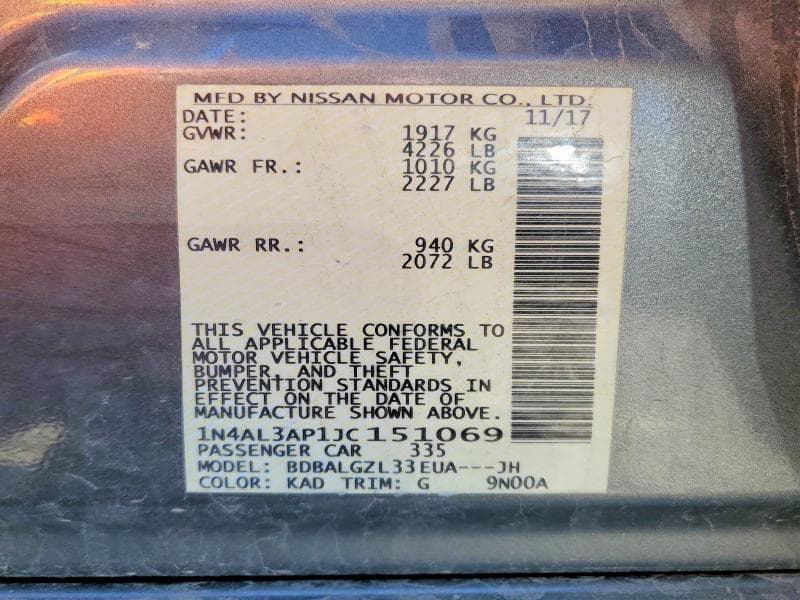 2018 NISSAN ALTIMA 2.5 S 13