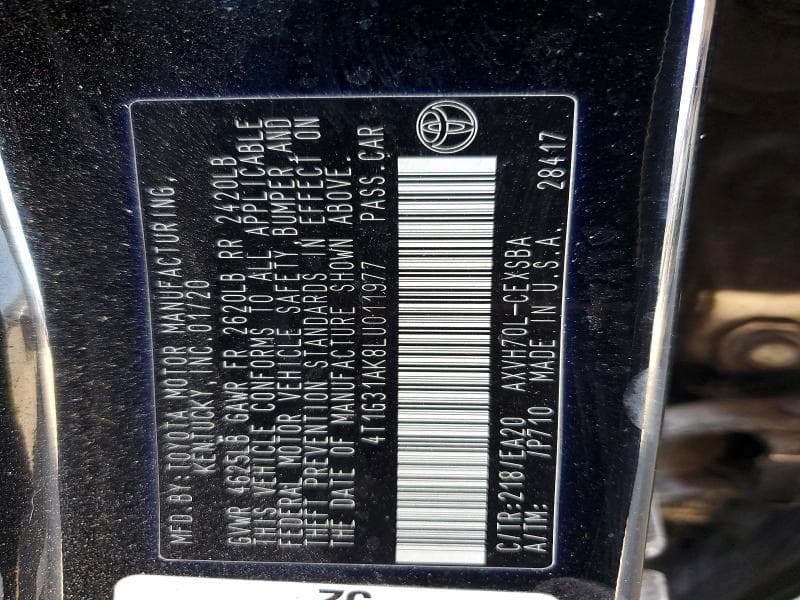 2020 TOYOTA CAMRY SE 12