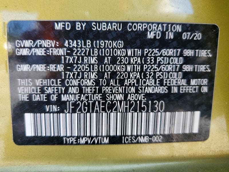 2021 SUBARU CROSSTREK PREMIUM 14