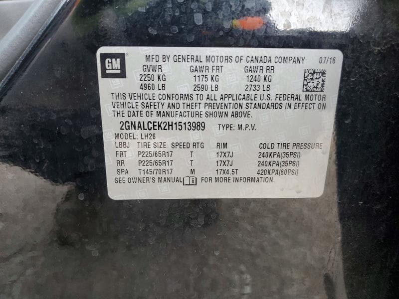 2017 CHEVROLET EQUINOX LT 13