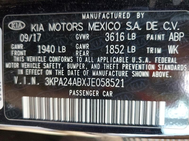 2018 KIA RIO LX 12