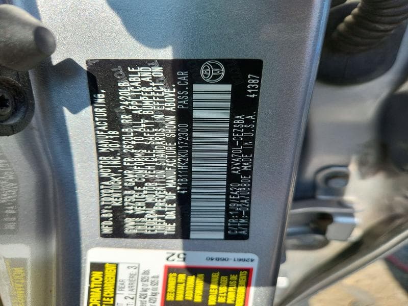 2019 TOYOTA CAMRY SE 12
